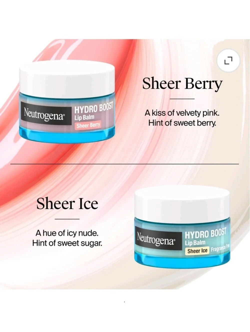 🐢2/$15 Neutrogena Hydro Boost Hyaluronic Acid Lip Balm Sheer Ice